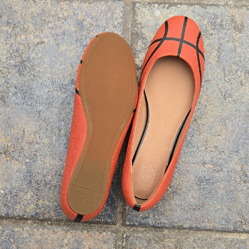 Orange and Black Basketball-Inspired Flats - Picture 3 of 4